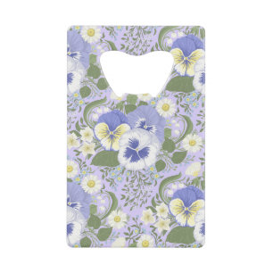 Spring Garden flowers on lavender Credit Card Bottle Opener