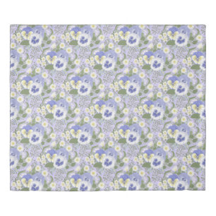 Spring Garden flowers on lavender Duvet Cover