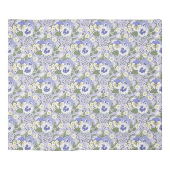 Spring Garden flowers on lavender Duvet Cover (Front)