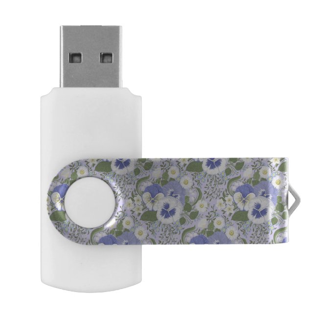 Spring Garden flowers on lavender Flash Drive (Opened)