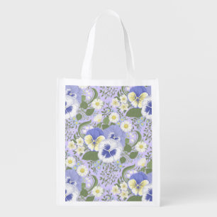 Spring Garden flowers on lavender Grocery Bag