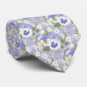 Spring Garden flowers on lavender Neck Tie