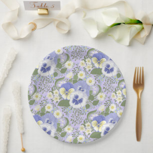 Spring Garden flowers on lavender Paper Plates