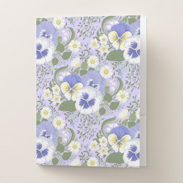 Spring Garden flowers on lavender Pocket Folder (Front)