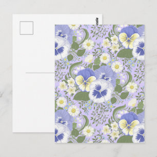 Spring Garden flowers on lavender Postcard
