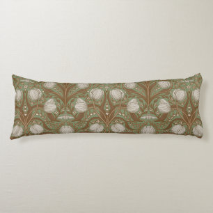 Spring Garden flowers on sage Body Pillow