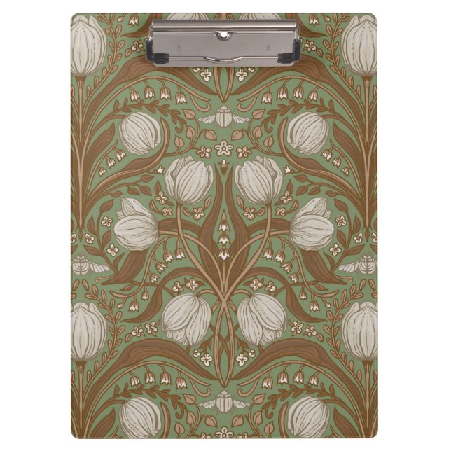 Spring Garden flowers on sage Clipboard (Front)
