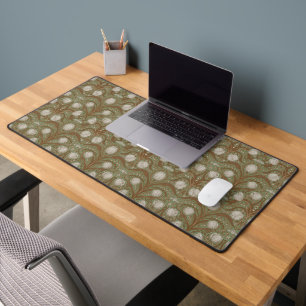 Spring Garden flowers on sage Desk Mat