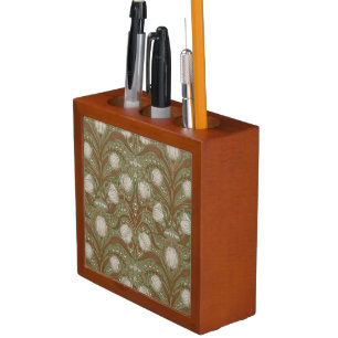 Spring Garden flowers on sage Desk Organizer