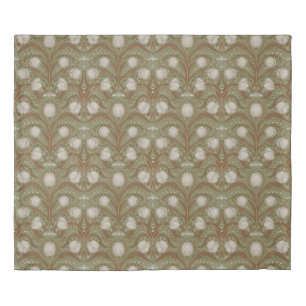 Spring Garden flowers on sage Duvet Cover