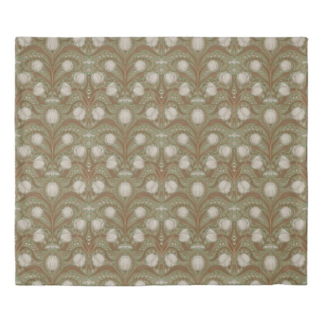 Spring Garden flowers on sage Duvet Cover (Front)