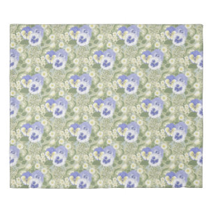 Spring Garden flowers on sage Duvet Cover