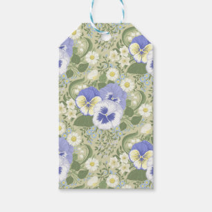 Spring Garden flowers on sage Gift Tags