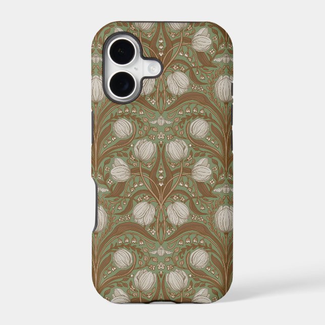 Spring Garden flowers on sage iPhone Case (Back)