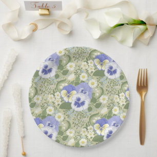 Spring Garden flowers on sage Paper Plates
