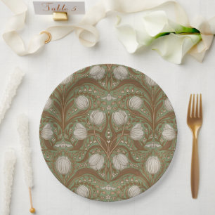 Spring Garden flowers on sage Paper Plates
