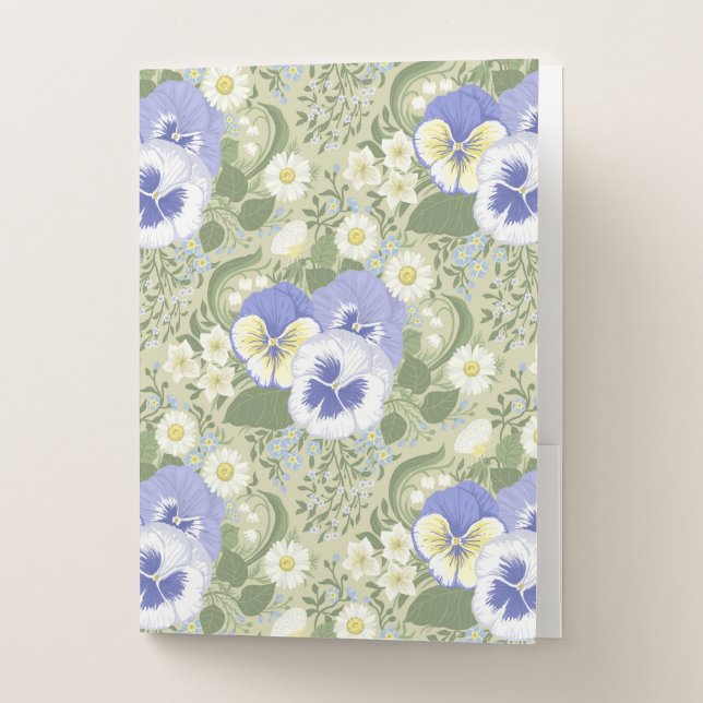 Spring Garden flowers on sage Pocket Folder (Front)