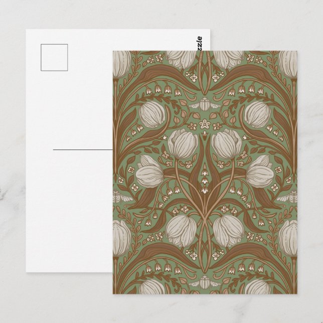 Spring Garden flowers on sage Postcard (Front/Back)