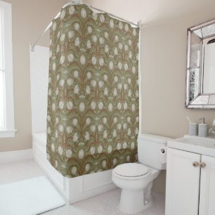 Spring Garden flowers on sage Shower Curtain
