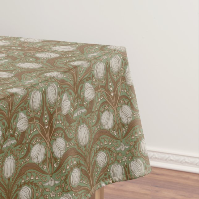 Spring Garden flowers on sage Tablecloth (In Situ)