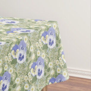 Spring Garden flowers on sage Tablecloth
