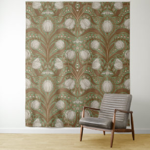 Spring Garden flowers on sage Tapestry