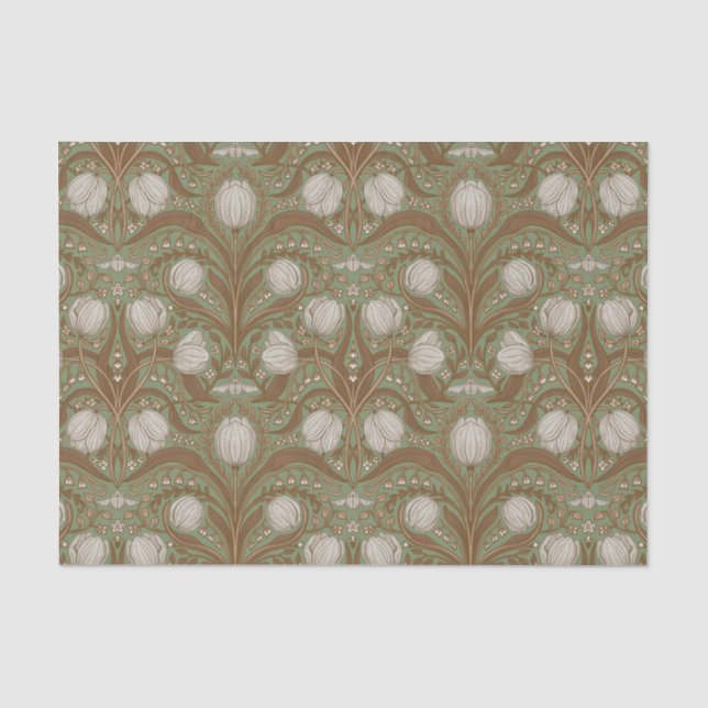 Spring Garden flowers on sage Tissue Paper (Front)