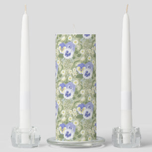 Spring Garden flowers on sage Unity Candle Set