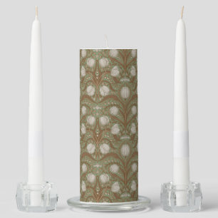 Spring Garden flowers on sage Unity Candle Set