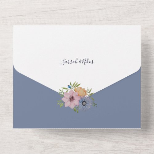 Spring Garden Flowers Watercolor Hand_painted All In One Invitation