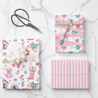 Spring Garden Flowers Wrapping Paper Sheets