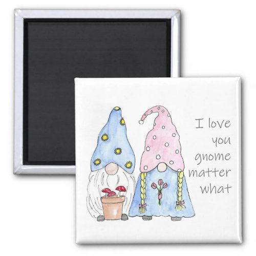 Spring Garden Gnome Couple Magnet