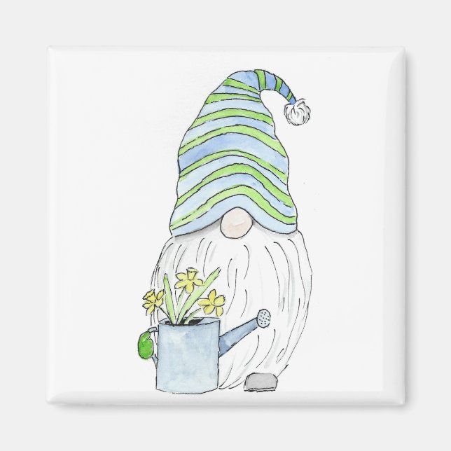 Spring Garden Gnome Magnet (Front)