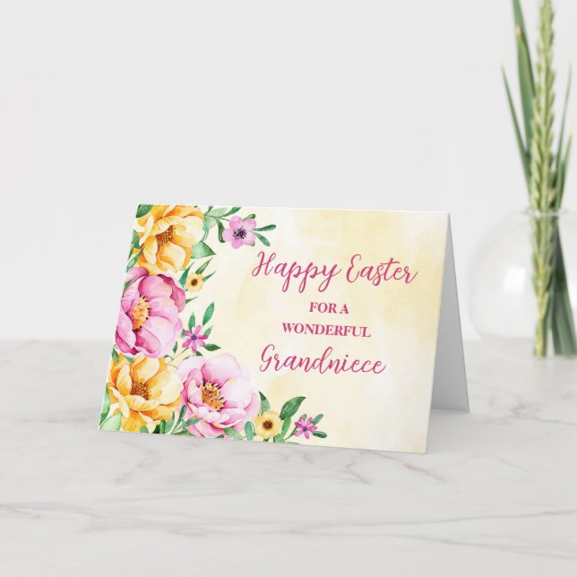 Spring Garden Grandniece Happy Easter Holiday Card (Front)