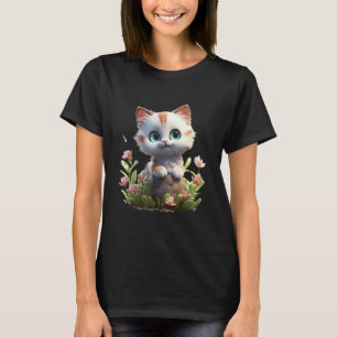 Spring Garden Kitten Flower Cat Girl Floral Blosso T-Shirt