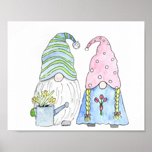 Spring Garden Mama and Papa Gnomes Poster