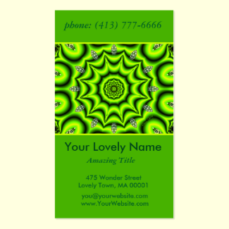 Spring Garden Mandala, Bright Abstract Lime Green Double-Sided Standard Business Cards (Pack Of 100)