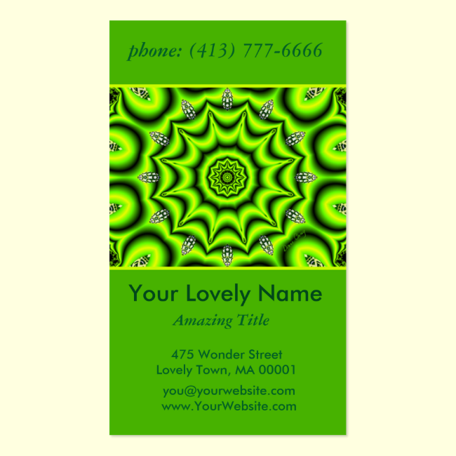 Spring Garden Mandala, Bright Abstract Lime Green Double-Sided Standard Business Cards (Pack Of 100)