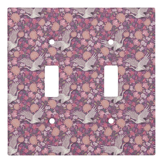 Spring Garden Mother's Day Asian Crane Chinese Light Switch Cover (Front)