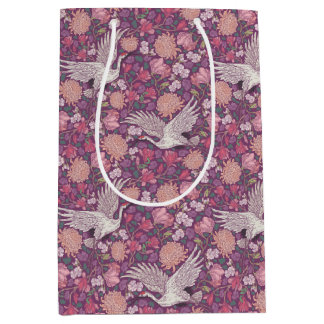 Spring Garden Mother's Day Asian Crane Chinese Medium Gift Bag