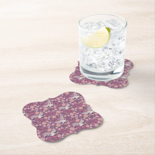 Spring Garden Mother's Day Asian Crane Chinese  Paper Coaster (Insitu)