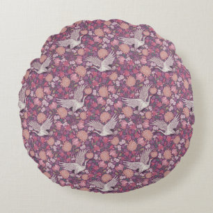 Spring Garden Mother's Day Asian Crane Chinese Round Pillow