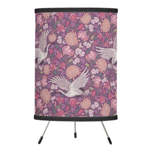 Spring Garden Mothers Day Asian Crane Chinese Tripod Lamp
