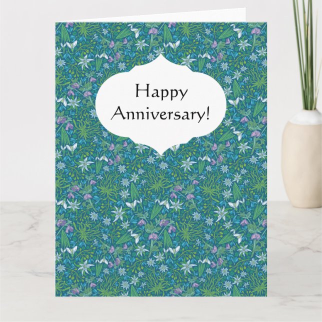 Spring Garden Mother's Day Blue Purple White Card (Front)
