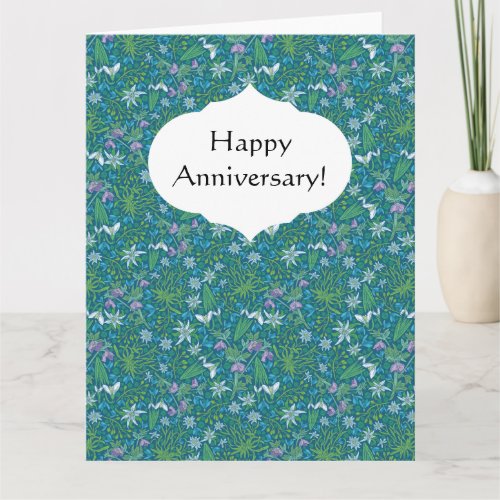 Spring Garden Mothers Day Blue Purple White Card