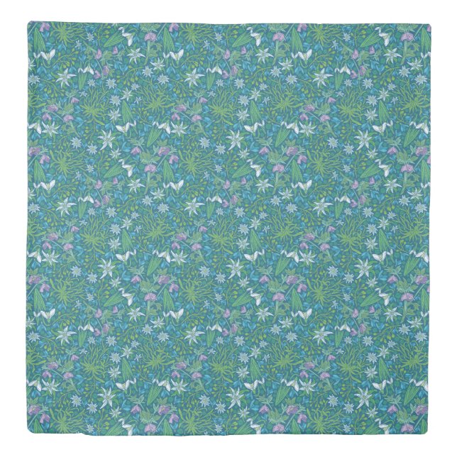 Spring Garden Mother's Day Blue Purple White Duvet Cover (Front)