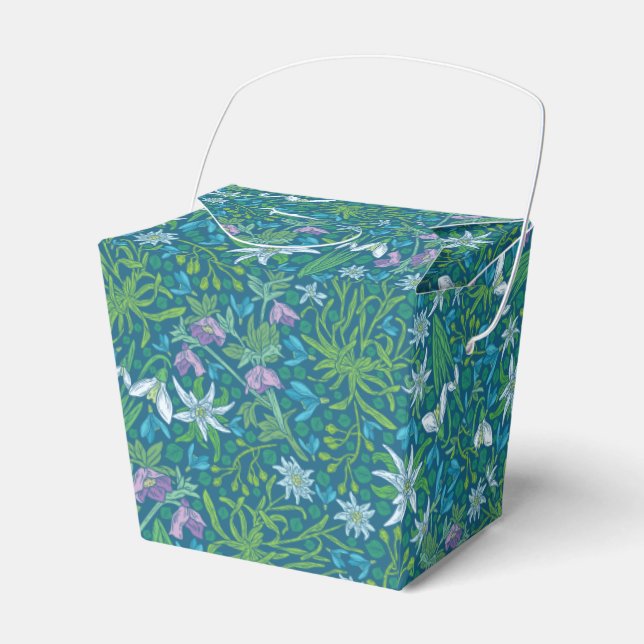 Spring Garden Mother's Day Blue Purple White Favor Boxes (Front Side)