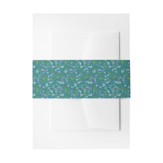 Spring Garden Mother's Day Blue Purple White Invitation Belly Band