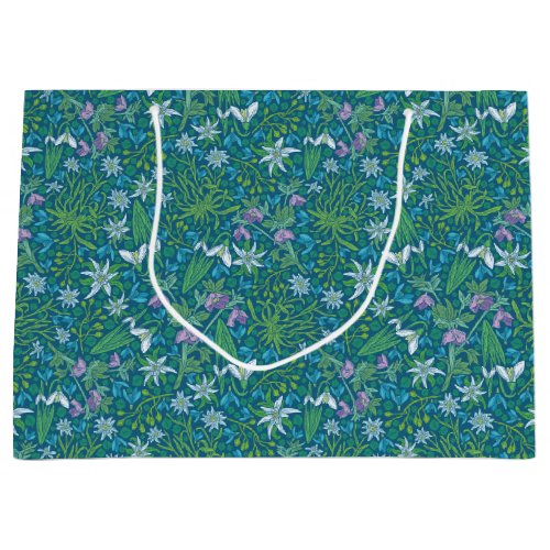 Spring Garden Mothers Day Blue Purple White Large Gift Bag
