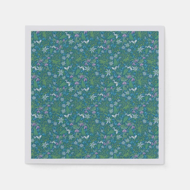 Spring Garden Mother's Day Blue Purple White Napkins (Front)